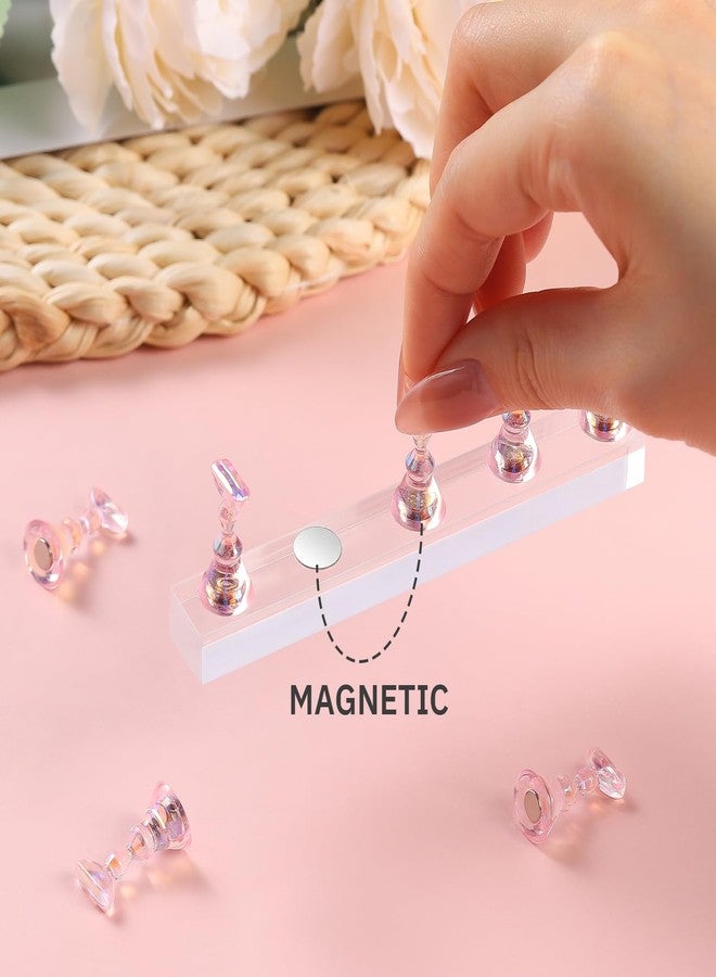 Etercycle Nail Stand for Press On Acrylic Nails Art Display Stand Nail Holder for Painting Magnetic Nails Stand with Double-sided Tape for Home DIY Salon Supplie (Pink) - Image 2